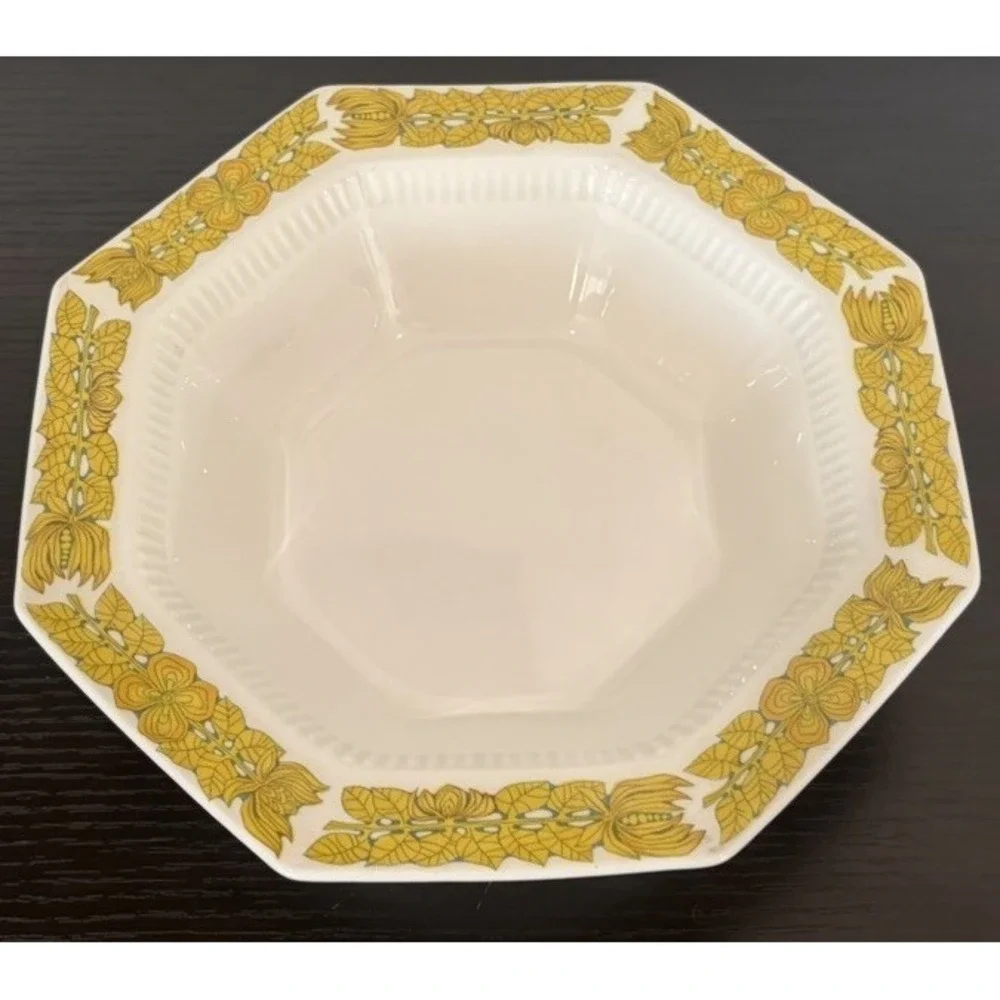 Vintage Yellow Bouquet Serving Bowl Ironstone Made In Japan Octagon 9